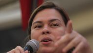 Davao City Mayor Sara Duterte, eldest daughter of Philippine President Rodrigo Duterte, speaks before students in Davao city in southern Philippines, August 6, 2017. REUTERS/Lean Daval Jr/File Photo
