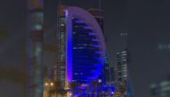 Doha Bank tower lit in blue on the occasion of World Diabetes Day. 
