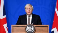 Britain's Prime Minister Boris Johnson holds a news conference on the coronavirus disease (COVID-19) at 10 Downing Street, in London, Britain November 15, 2021. Leon Neal/Pool via REUTERS
