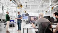 Engineers work on Dyson's virtual reality product testing, at Dyson Technology Campus, in Malmesbury, Britain, in this undated handout image obtained by Reuters on November 18, 2021. Dyson/Handout via REUTERS