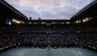 Melbourne Park, Melbourne, Australia, February 21, 2021 General view during the final between Serbia's Novak Djokovic and Russia's Daniil Medvedev. REUTERS/Loren Elliott

