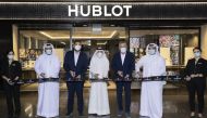 Qatar Airways Group Chief Executive H E Akbar Al Baker; HIA Chief Operating Officer Engr. Badr Mohammed Al Meer; Hublot CEO Ricardo Guadalupe; Hublot Regional Director Latin America & Caribbean, Middle East & Africa David Tedeschi; and QDF Vice-President Thabet Musleh during the ribbon-cutting ceremony. 