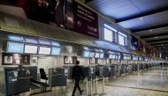 International check-in counters stand empty amidst the spread of Omicron, at O.R. Tambo International Airport in Johannesburg, South Africa, November 28, 2021. Reuters/ Sumaya Hisham/File Photo