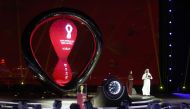 A general view of the World Cup on display during the launch of the Qatar 2022 countdown clock on Doha Corniche.