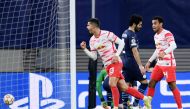 RB Leipzig's Andre Silva celebrates scoring their second goal REUTERS/Annegret Hilse
