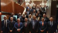 Ambassador of the State of Qatar to the French Republic H E Sheikh Ali bin Jassim Al Thani, Qatar Chamber Chairman Sheikh Khalifa bin Jassim Al Thani, and other officials and diplomats during the meeting, yesterday. 