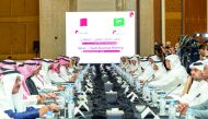  Officials and members of Qatar Chamber and Council of the Federation of Saudi Chambers during the Qatar-Saudi Business Meeting held at Marsa Malaz Kempinski Hotel, yesterday.
