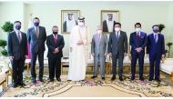 Minister of Commerce & Industry H E Sheikh Mohammed bin Hamad bin Qassim Al Thani, met with a delegation of the Association of Southeast Asian Nations (ASEAN), headed by H E Ridwan Hassan, Ambassador of the Republic of Indonesia to Qatar, and featuring the participation of heads of diplomatic missions of ASEAN member States.