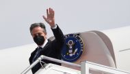 US Secretary of State Antony Blinken arrives at the Soekarno-Hatta International Airport in Tangerang, near Jakarta, Indonesia December 13, 2021. Olivier Douliery/Pool via Reuters