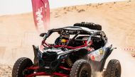 Qatar’s Ahmed Al Muhannadi and co-driver Mubarak Al Khelaifi in action in their CANAM during the final round of the 2021 Qatar Off Road Championship at Sealine.