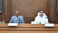 Assistant Director-General for Government Relations and Committees Affairs at QC Ali Bu Sherbak Al Mansouri and Dean of School of Public Administration and Development Economics at Doha Institute for Graduate Studies Dr Hamid Ali, during the seminar. 