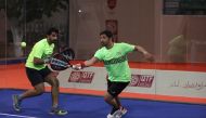 Action during the Qatar National Day Close Padel Tournament.