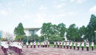 Qatari Aremed Forces' music band participating in the National Day celebrations organised by the Ministry, yesterday. 