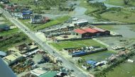 Aerial view showing damaged houses in Surigao City, Surigao Del Norte Province, Philippines, December 17, 2021. Picture taken December 17, 2021. Philippine Coast Guard/Handout via Reuters