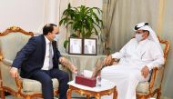 Qatar Chamber’s First Vice-Chairman Mohamed bin Ahmed bin Towar Al Kuwari (right) during his meeting with Malta’s Minister for Finance and Employment H E Clyde Caruana, yesterday.   
