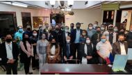 Undersecretary for Migrant Workers’ Affairs at the Department of Foreign Affairs, Sarah Lou Arriola with Philippine Ambassador to Qatar Alan Timbayan and Community members during a discussion concerning Overseas Filipino Workers.
