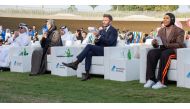 Assistant Foreign Minister H E Lolwah Rashid Al Khater; former professional footballer David Beckham and American Olympic champion Ibtihaj Muhammad during the closing ceremony of Generation Amazing. 