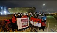 Indonesian Folding Bike Team at Lusail Stadium.