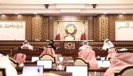 Deputy Speaker of Shura Council H E Dr. Hamda bint Hassan Al Sulaiti attending a meeting of Services and the Public Utilities Committee of the Council, headed by Chairman of the Committee H E Ali bin Saeed Al Khayarin, yesterday.
