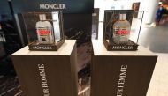 Moncler perfume is displayed at Qatar Duty Free.