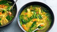 Golden Chicken Vegetable Soup With Chickpeas. Photo by Scott Suchman for The Washington Post.