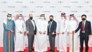 Minister of State and Chairman of QFZA H E Ahmad Al Sayed; President & CEO of Inventus Power​ Patrick Trippel and other official during the inauguration ceremony held at Ras Bufontas Free Zone.