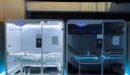 Two sleeping cabins are seen in the 2022 Winter Olympics main media centre in Beijing, China, January 30, 2022. Reuters/Angie Teo