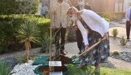 Her Royal Highness The Countess of Wessex planting a tree in the gardens of British Ambassador’s residence in Doha, recently.