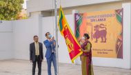 Ambassador of Sri Lanka M. Mafaz Mohideen hoists the national flag to mark the country's Independence Day. 