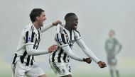 Juventus' Denis Zakaria celebrates scoring their second goal with teammate Dusan Vlahovic REUTERS/Massimo Pinca 
