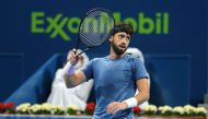 Nikoloz Basilashvili in action during last year's Qatar ExxonMobil Open in this file photo.