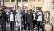 UDC President, CEO and Member of the Board Ibrahim Jassim Al Othman and other officials during the sports activities held to celebrate National Sport Day.