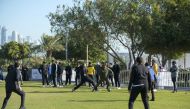 Huawei staff take part in Qatar National Sport Day activities.  