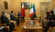 Italy Prime Minister H E Mario Draghi meeting with Deputy Prime Minister and Minister of Foreign Affairs H E Sheikh Mohammed bin Abdulrahman Al Thani in Rome, yesterday.
