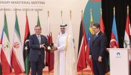 Minister of State for Energy Affairs H E Eng. Saad bin Sherida Al Kaabi flanked by H E Tarek El-Molla (left) of Egypt and Eng. Mohamed Hamel of the GECF during the inaugural GECF Awards ceremony.