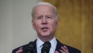 U.S. President Joe Biden delivers remarks on Russia's attack on Ukraine, in the East Room of the White House in Washington, U.S., February 24, 2022. REUTERS/Leah Millis
