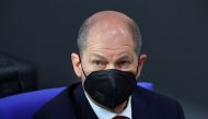 German Chancellor Olaf Scholz attends an extraordinary session, after Russia launched a massive military operation against Ukraine, at the lower house of parliament Bundestag in Berlin, Germany, February 27, 2022. Reuters/Fabrizio Bensch