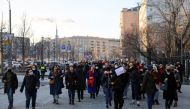 People take part in a protest against Russian invasion of Ukraine, after President Vladimir Putin authorised a massive military operation, in Moscow, Russia February 27, 2022. REUTERS/Evgenia Novozhenina

