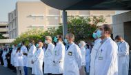Doctors in Qatar watch an air show performed in their honour for their fight against Covid-19