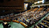 U.S. Ambassador to the UN Linda Thomas-Greenfield speaks at the 11th emergency special session of the 193-member U.N. General Assembly on Russia's invasion of Ukraine, at the United Nations Headquarters in Manhattan, New York City, U.S., March 2, 2022. REUTERS/Carlo Allegri
