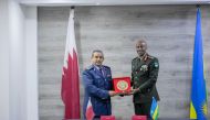Chief of Staff of Qatar's Armed Forces H E Lieutenant-General (Pilot) Salem bin Hamad bin Aqeel Al Nabit (left) and Rwanda's Chief of Defence Staff H E General Jean Bosco Kazura at the MoU signing ceremony. 