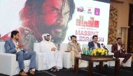 Legendary Indian actor Mammootty talks during a press conference at Al Sharq auditorium in Doha.