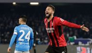 AC Milan's Olivier Giroud celebrates scoring their first goal REUTERS/Ciro De Luca
