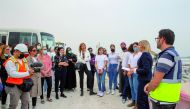 Members of the National Association of Women in Construction (NAWIC) Qatar, with Engineer Mustafa from Qetaifan Projects, during a site visit at the Qetaifan Island North. 
