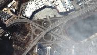 A satellite image shows people and cars trying to leave Kyiv, Ukraine March 11, 2022. Satellite image ©2022 Maxar Technologies