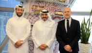 QSL’s newly-appointed Sporting Director Antero Henrique poses for a picture with QSL Chief Executive Officer Hani Taleb Ballan and QSL’s Executive Director of Competitions and Football Development Ahmed Khellil Abbassi.    
