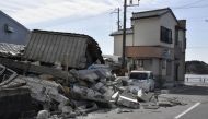 A damaged building following a strong earthquake is pictured in Soma, Fukushima prefecture, Japan in this photo taken by Kyodo on March 17, 2022. Mandatory credit Kyodo/via REUTERS 