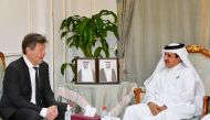 Vice Chancellor and Federal Minister for Economic Affairs and Climate Action Dr Robert Habeck, and QC Chairman Khalifa bin Jassim Al Thani during the meeting.