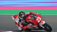 Qatar’s Hamad Al Sahouti in action during the Asia Talent Cup at the Pertamina Grand Prix of Indonesia at the Mandalika Circuit.