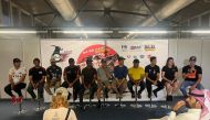 Drivers and riders during the Qatar International Baja pre-event press conference at Losail International Circuit, yesterday.